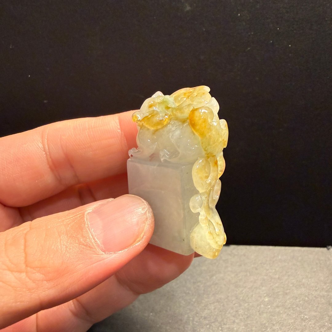 瀚玉珠宝 天然缅甸产翡翠 冰黄翡貔貅印章 翡翠貔貅 冰种翡翠 - 其他 - 玉石 