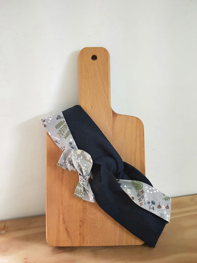 交蝶发带-寂静森林 - 发带/发箍 - 棉．麻 灰色