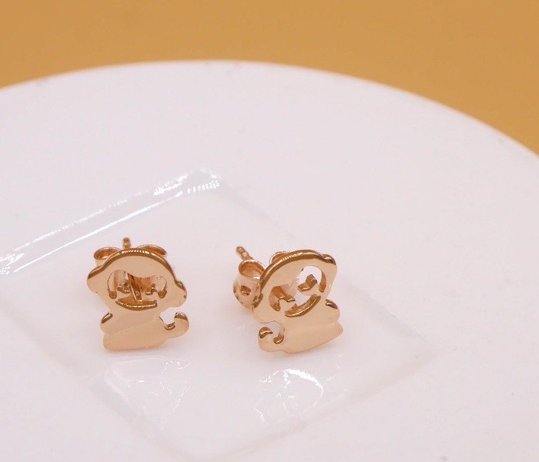 Handmade Little Monkey Earring - Pink gold plated Little Me by CASO jewelry - 耳环/耳夹 - 其他金属 粉红色