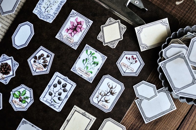 冬日森林纸胶带-植物/冬天/采集/标本/拼贴/手帐/3.5cm - 纸胶带 - 纸 多色