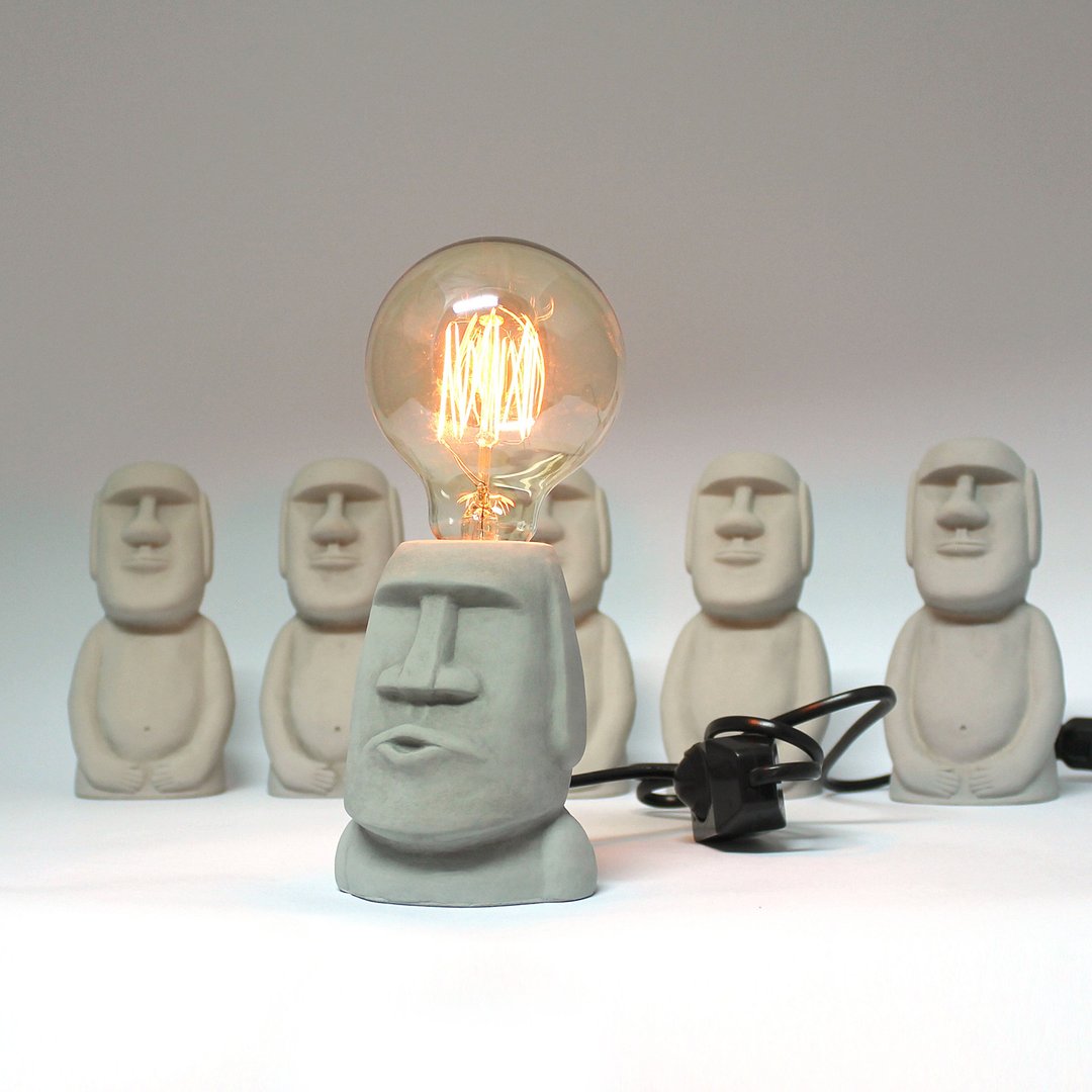 水泥摩艾 Moai－灵光摩艾 巨石像 摩艾小夜灯 可调光小夜灯 - 灯具/灯饰 - 水泥 灰色