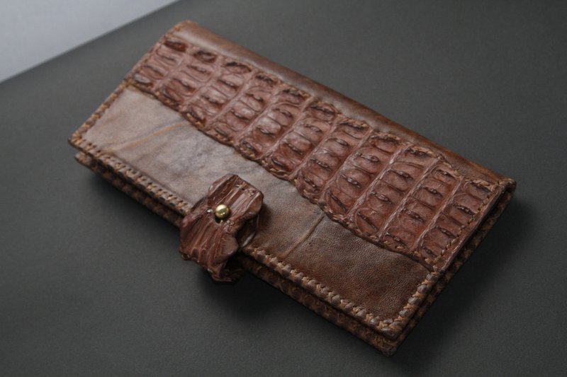 鳄鱼皮夹 -- 痕 已售 可定制 长 短夹计价不同 - 皮夹/钱包 - 真皮 咖啡色