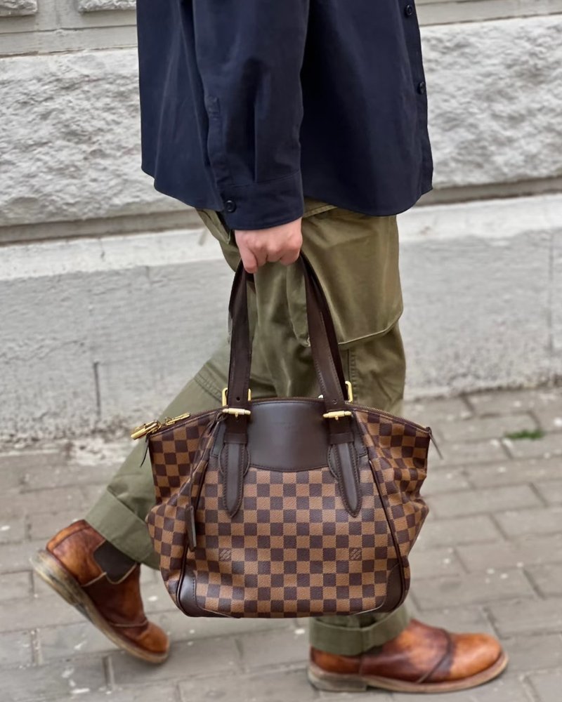 Louis Vuitton 法国制 Damier Verona MM棋盘格饺子肩背手提包 - 手提包/手提袋 - 真皮 咖啡色