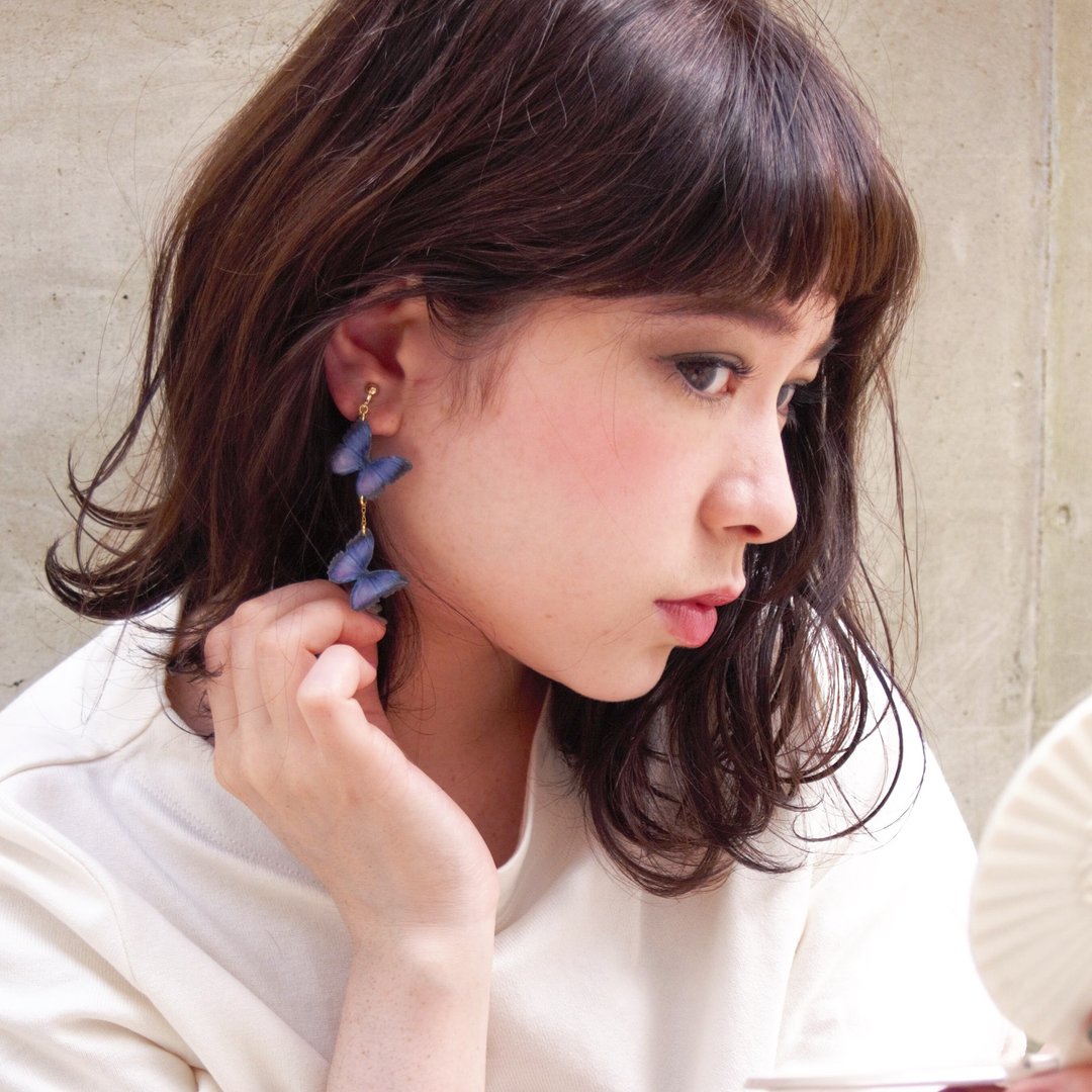 Purple Morpho Butterfly Earrings, Dainty 14k Gold Fill, PM01 - 耳环/耳夹 - 其他材质 紫色