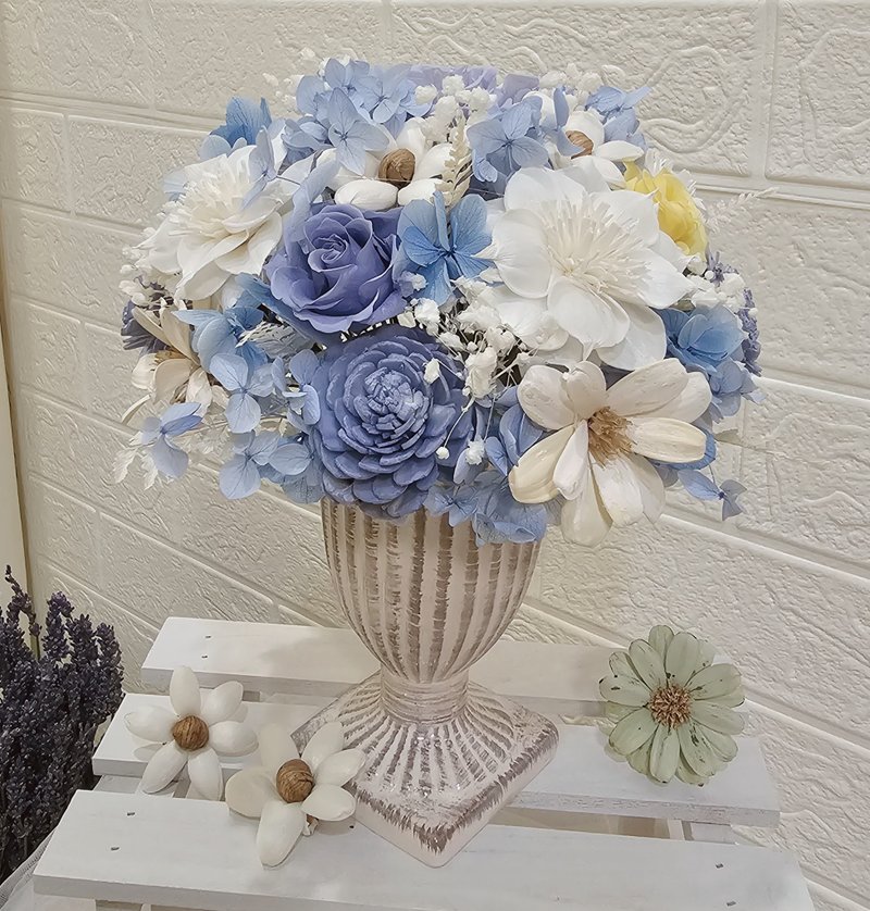 永生桌花 |盆花 | 新居贺礼 升迁 开幕桌花 居家摆饰 婚礼 退休 - 干燥花/捧花 - 植物．花 蓝色