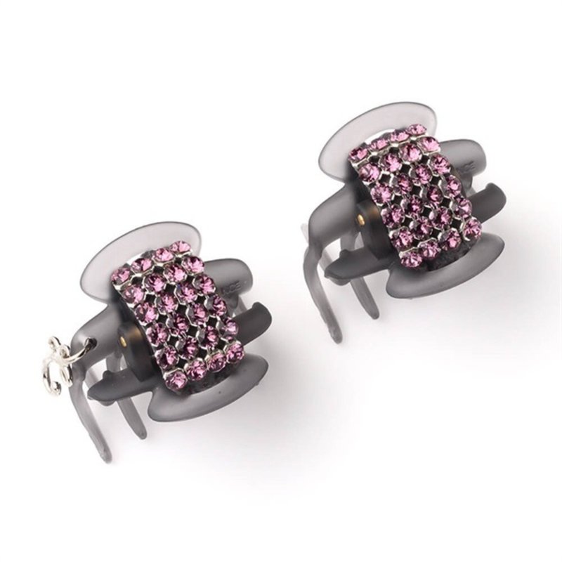 COMPLEX BIZ 双层水晶网格迷你甜心夹两件组(优雅紫) - 发饰 - 水晶 紫色