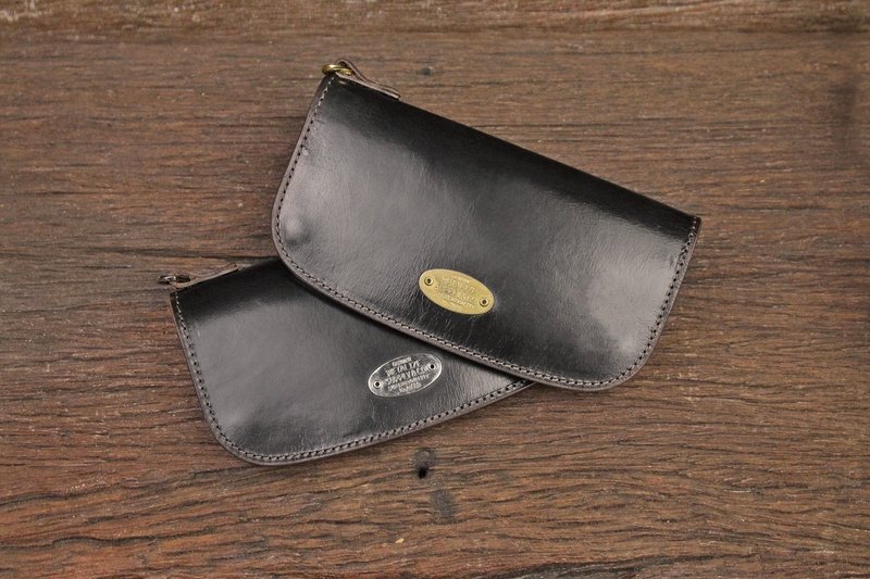 【METALIZE】经典铜牌手工茶芯皮长夹(两色) - 皮夹/钱包 - 真皮 