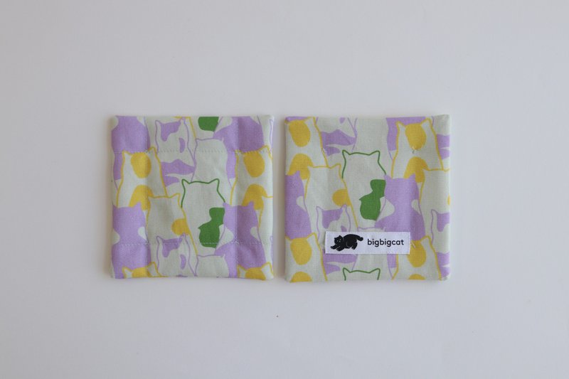 大猫杯垫-去上班（柠檬绿） - 杯垫 - 棉．麻 绿色