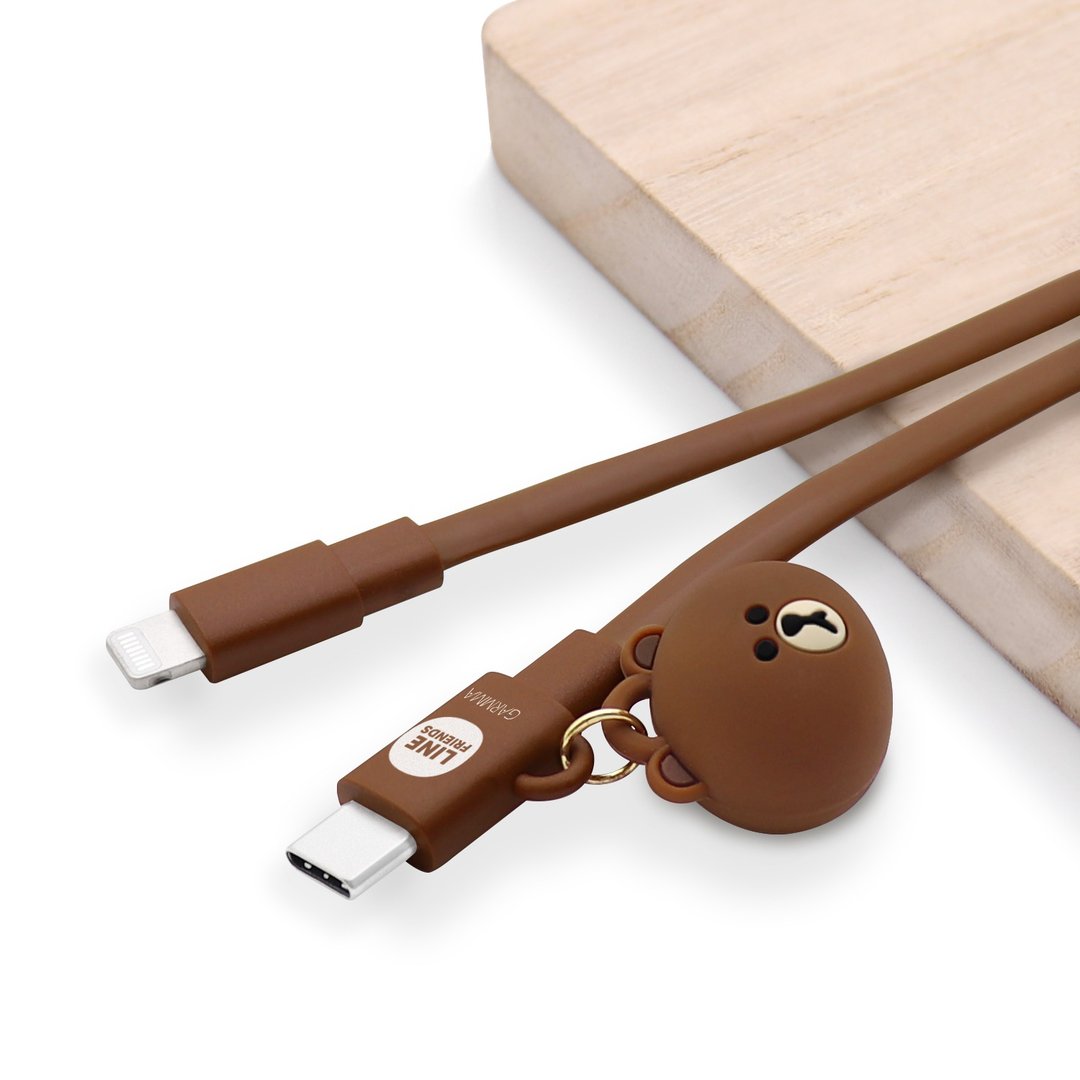 GARMMA LINE FRIENDS Type-c to Lightning PD快充充电线 熊大 - 耳机收纳 - 塑料 咖啡色