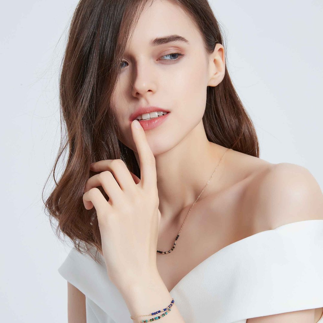 非洲绿松石摩斯密码 14KGF手链 - 手链/手环 - 宝石 多色