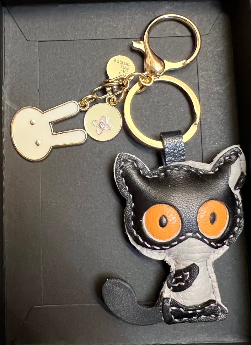 蒙面侠黑猫-皮革挂饰 - 吊饰 - 真皮 黑色