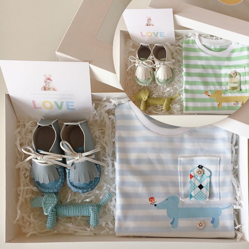 goody bag/随身带玩具狗连身衣及手工婴儿鞋限量特惠/福袋 - 包屁衣/连体衣 - 棉．麻 绿色