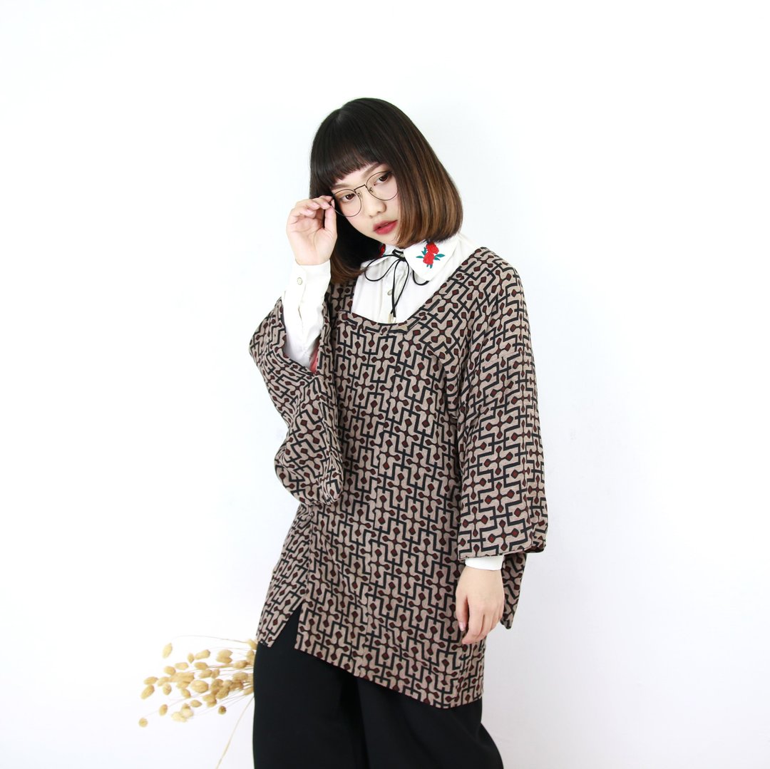 Back to Green 日本带回 道行 迷宫 vintage kimono KD-02 - 女装休闲/机能外套 - 棉 