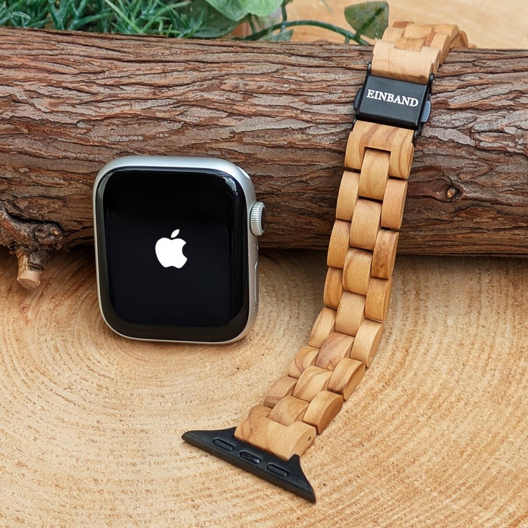 【木制表带】EINBAND AppleWatch 天然木表带 14mm Olive - 女表 - 木头 咖啡色