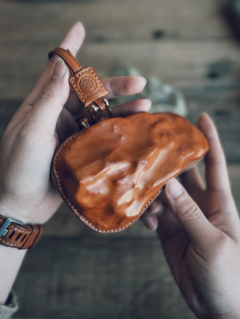 Sleather 手工皮具石头手包石头塑形头层牛皮植鞣皮高质感 - 手拿包 - 真皮 