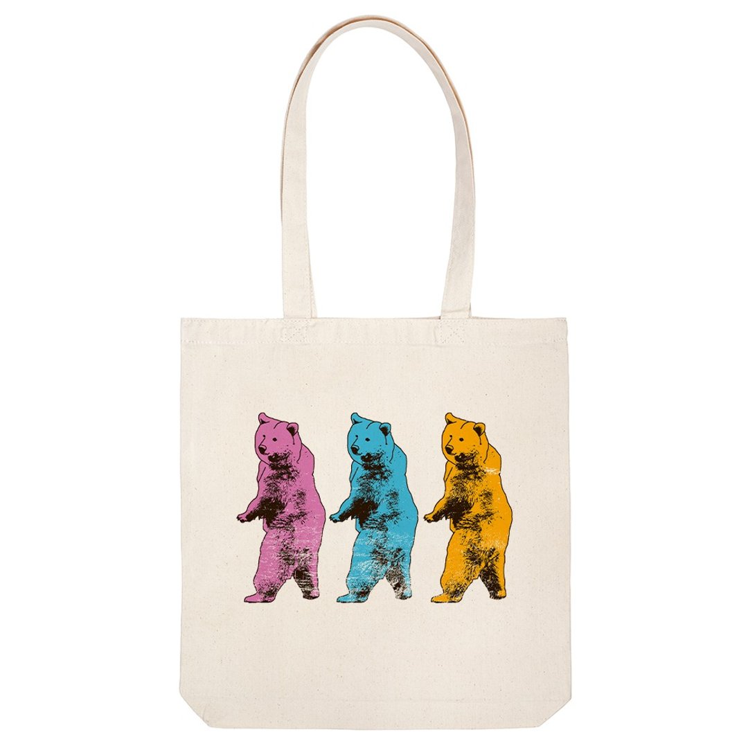 tote bag / Creepy bear - 手提包/手提袋 - 棉 卡其色