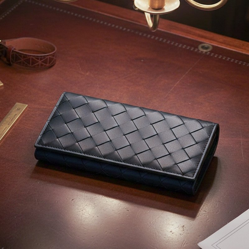 【FREED】手工编织皮革长夹送礼 生日送礼 升迁贺礼 真皮 皮夹 男 - 侧背包/斜挎包 - 真皮 黑色