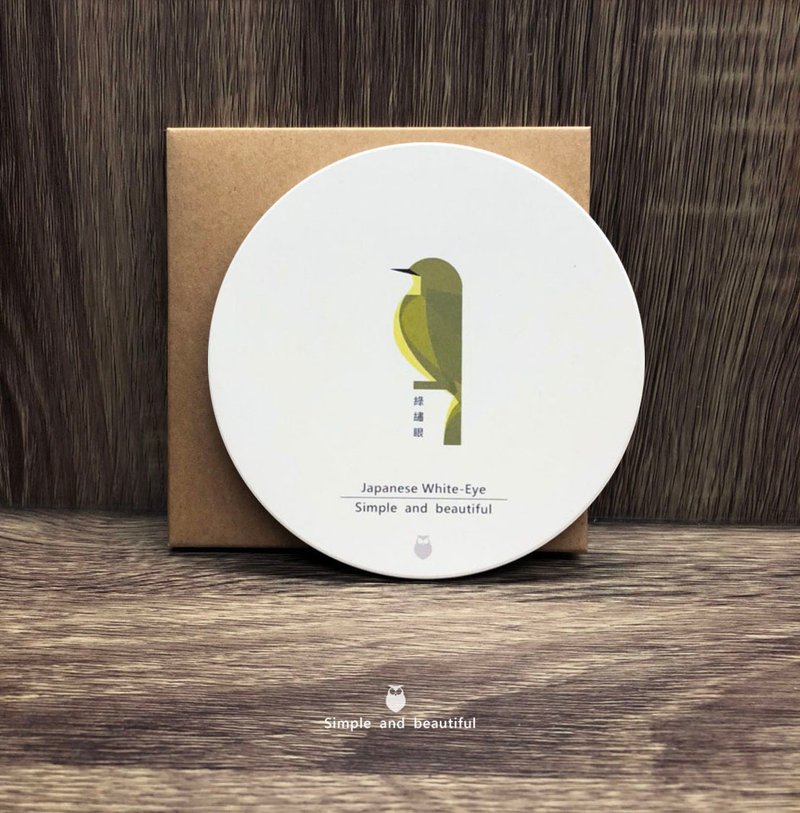 绿绣眼-陶瓷吸水杯垫 - 其他 - 陶 红色