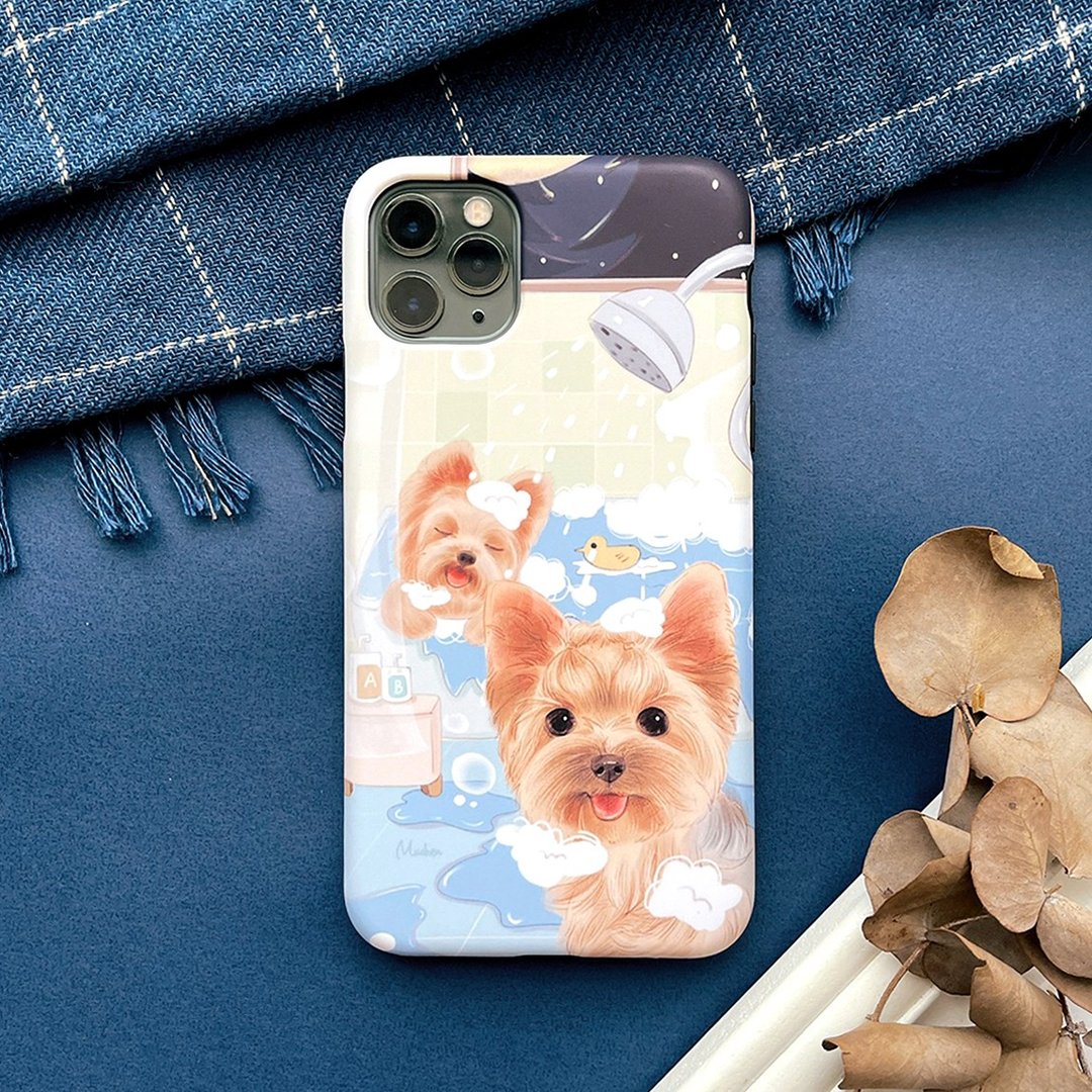洗香香约克夏【二合一壳】(iPhone.Samsung,华为) - 手机壳/手机套 - 塑料 橘色