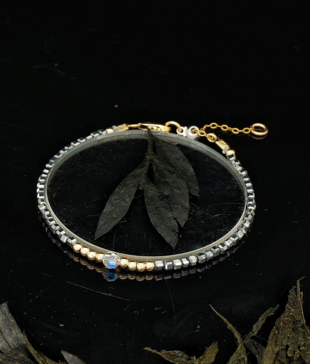 日本 Cenfill 钢丝 2.5mm 钛赫兹 14KGF Swarovski 水晶手链 - 手链/手环 - 宝石 
