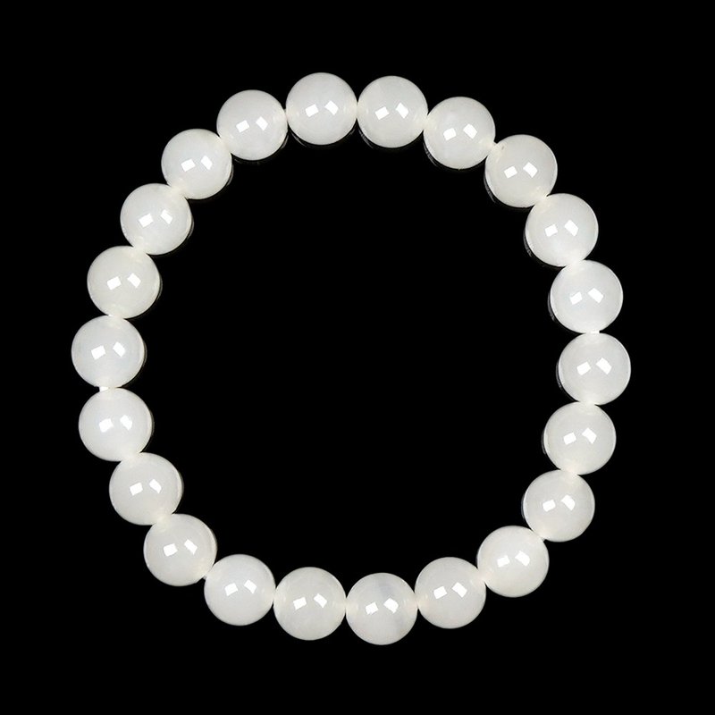【正佳珠宝】和田白玉 顶级新疆老矿 7.8-8.3mm 和田白玉手珠 - 手链/手环 - 半宝石 多色