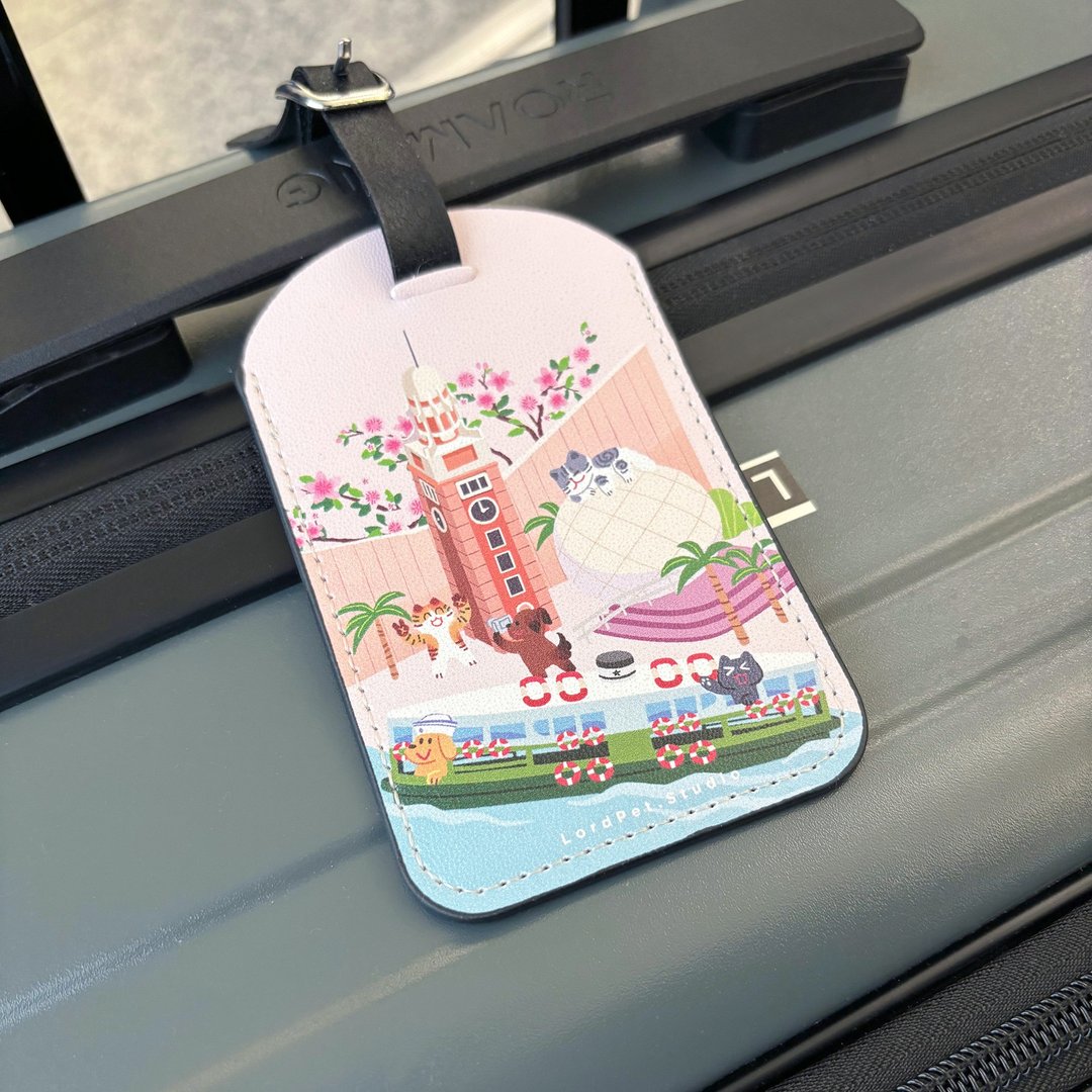 汪喵香港游行李牌 / 小轮 / 自家原创设计 (现货) - 行李吊牌 - 人造皮革 多色