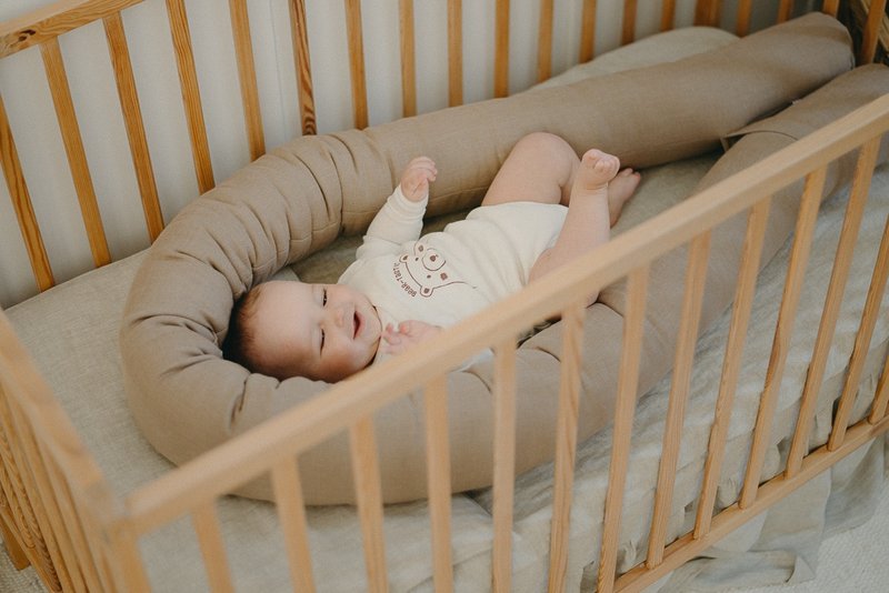 LINEN SNAKE BABY BUMPER - 其他 - 亚麻 卡其色