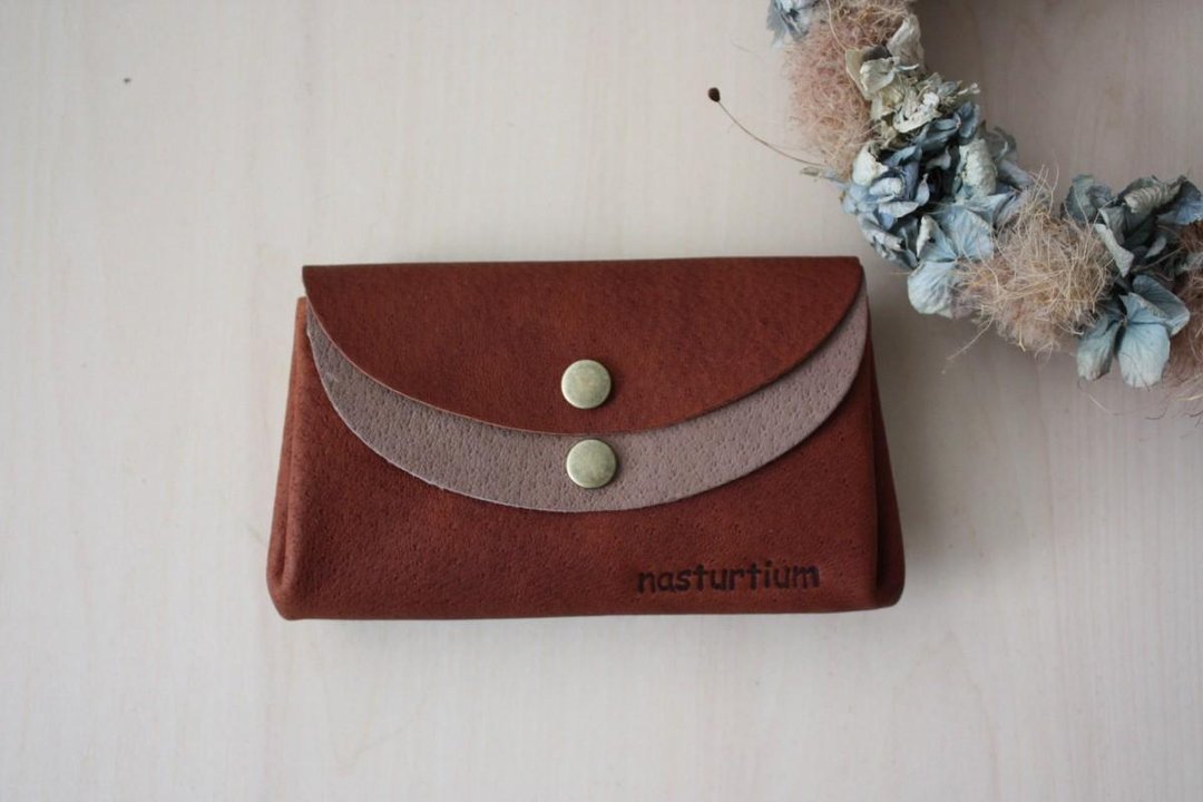 Pigskin of a small wallet Light Brown × Gureju - 皮夹/钱包 - 真皮 咖啡色