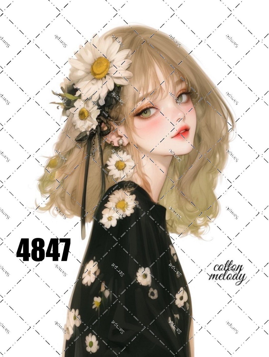 original sticker no.4847 人物贴纸 原创贴纸 原创人物贴纸 装饰贴纸 cotton melody - 贴纸 - 纸 