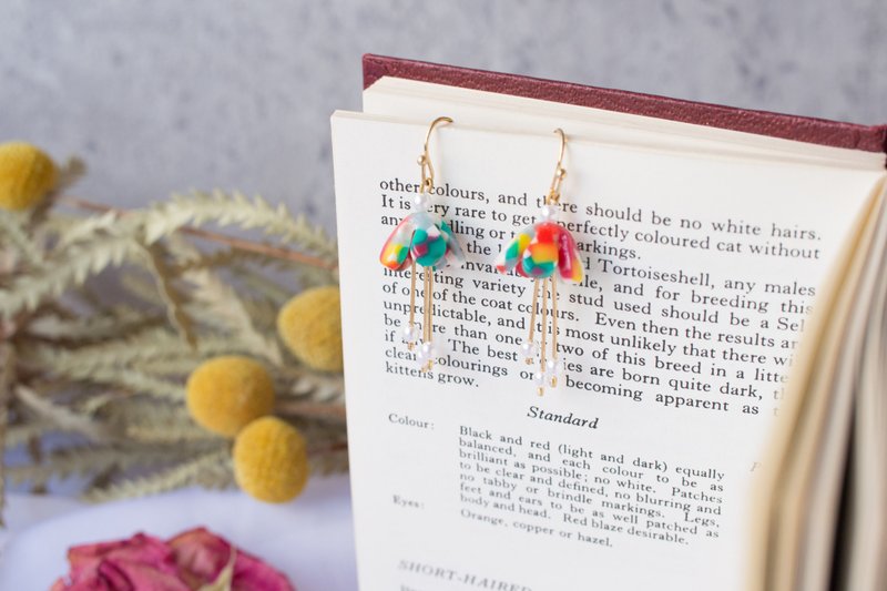 气质 彩色 树脂 小花 珍珠  耳环 礼物 - 耳环/耳夹 - 树脂 多色