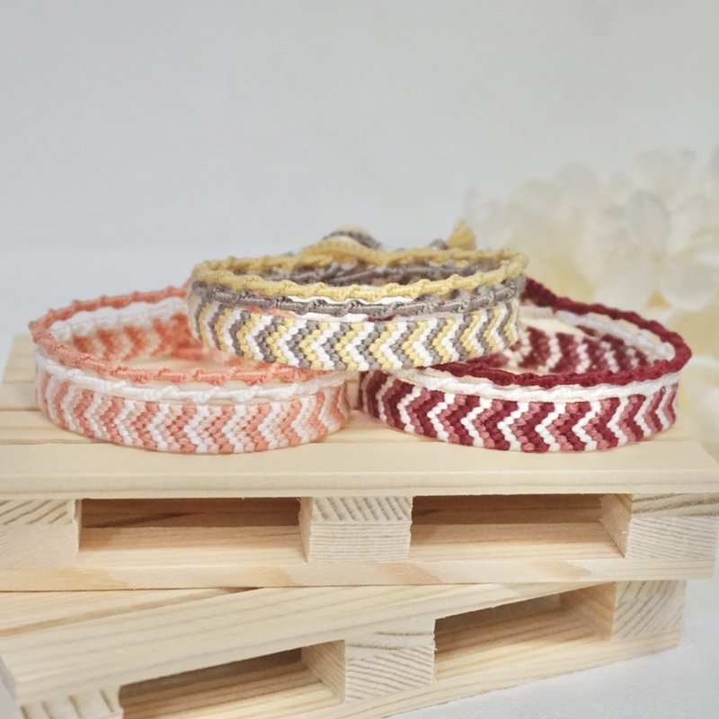 寛版V纹手环套装 | 定制化 编织手绳 - 手链/手环 - 绣线 多色