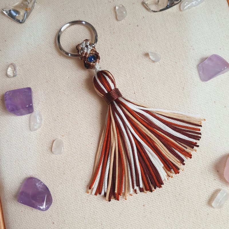 C011-手工编织串珠小流苏钥匙圈 - 钥匙链/钥匙包 - 尼龙 多色