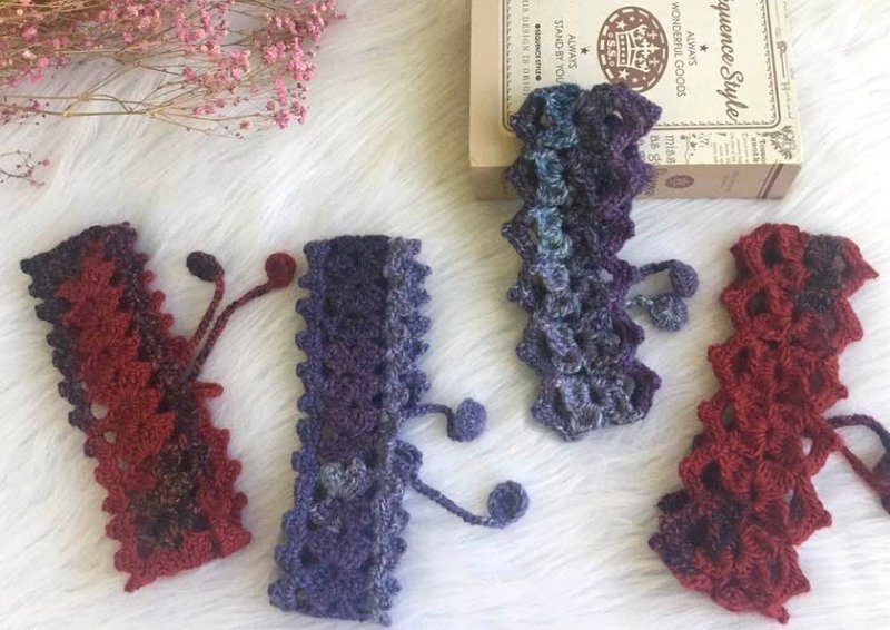 手作羊毛编织宽版发带造型发带文青风 款式以发中间的设计为主 - 发饰 - 羊毛 