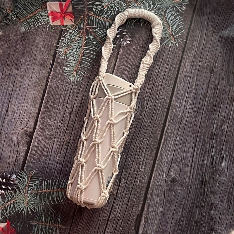 Macrame水瓶袋材料包【Diy Macrame bottle holder ki - 编织/刺绣/羊毛毡/裁缝 - 棉．麻 