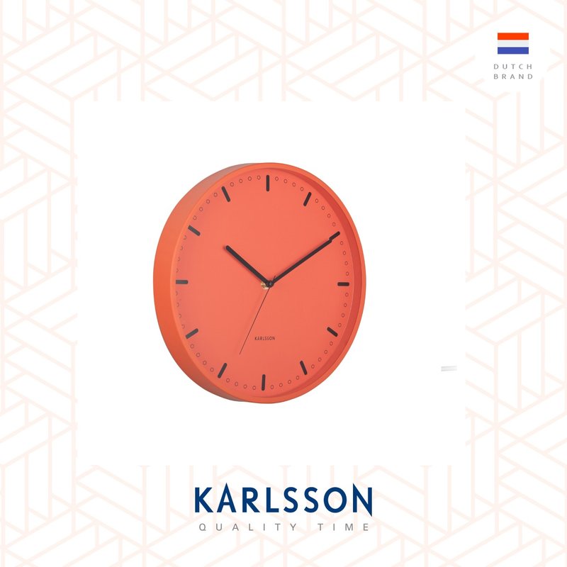 Karlsson, 30cm 橙色刻度挂钟 Wall clock Cool Retro orange - 时钟/闹钟 - 其他金属 橘色