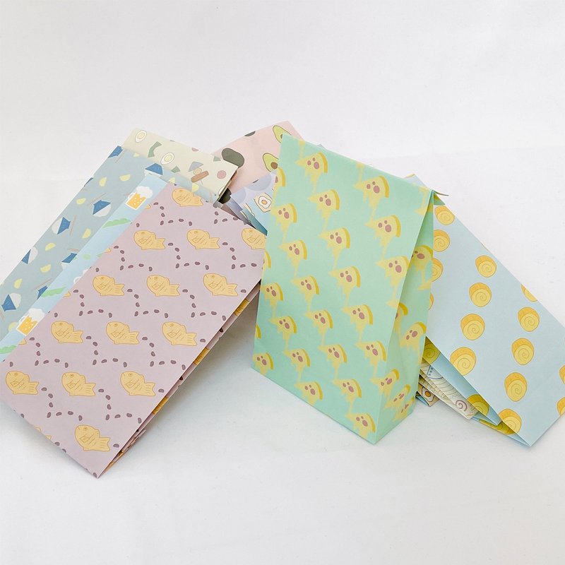 10种食物图案纸袋 (底部有宽度) - 纸盒/包装盒 - 纸 多色