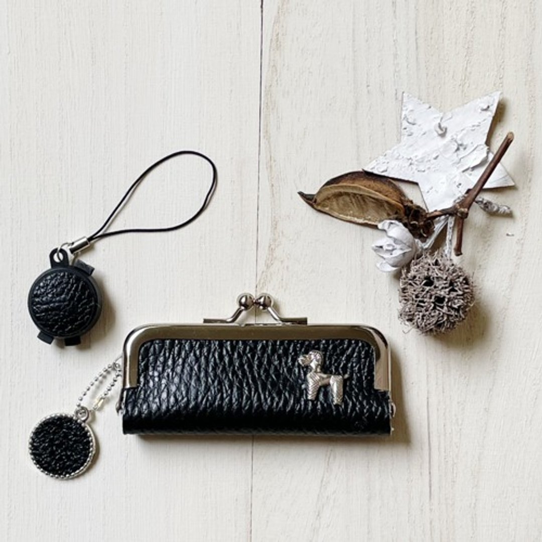 2way compact coin case/seal case (poodle/German studs) - 零钱包 - 真皮 