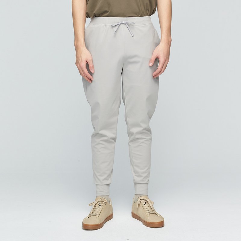 【限时5折】台湾制-苏活机能修身束口裤(中性)-矿石灰 - 男士长裤 - 聚酯纤维 灰色