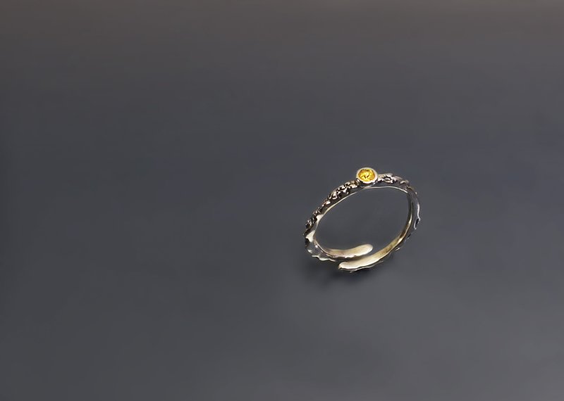 实物系列-有机质感黄宝石925银开口戒 - 戒指 - 银 黄色