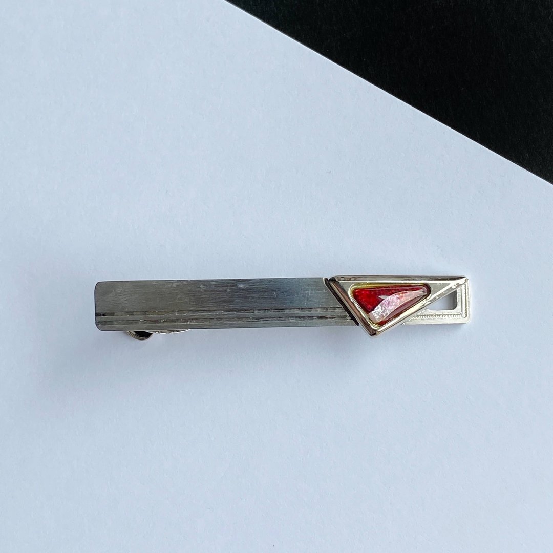 Space [Ruby Ruby] Cloisonne Tie Clip Pure Silver Wired Cloisonne - 领带/领带夹 - 其他材质 红色