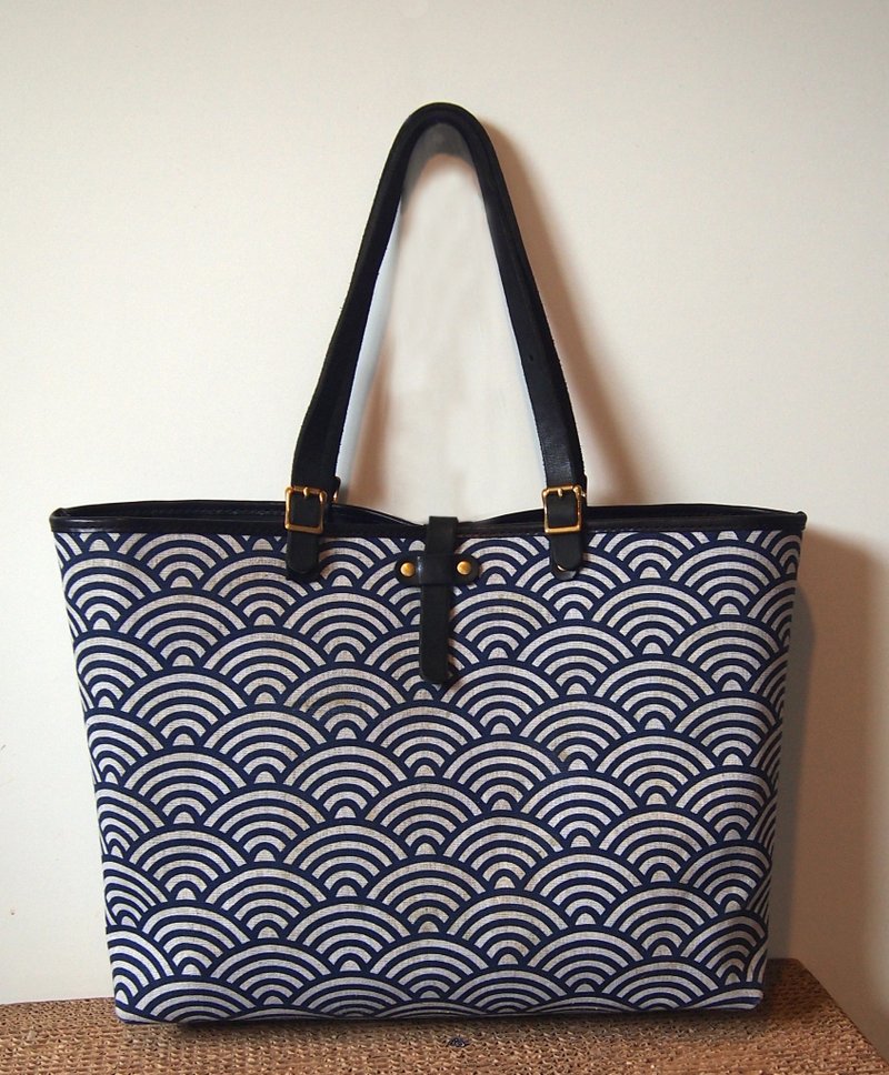 青海波托特包 - 手提包/手提袋 - 真皮 橘色