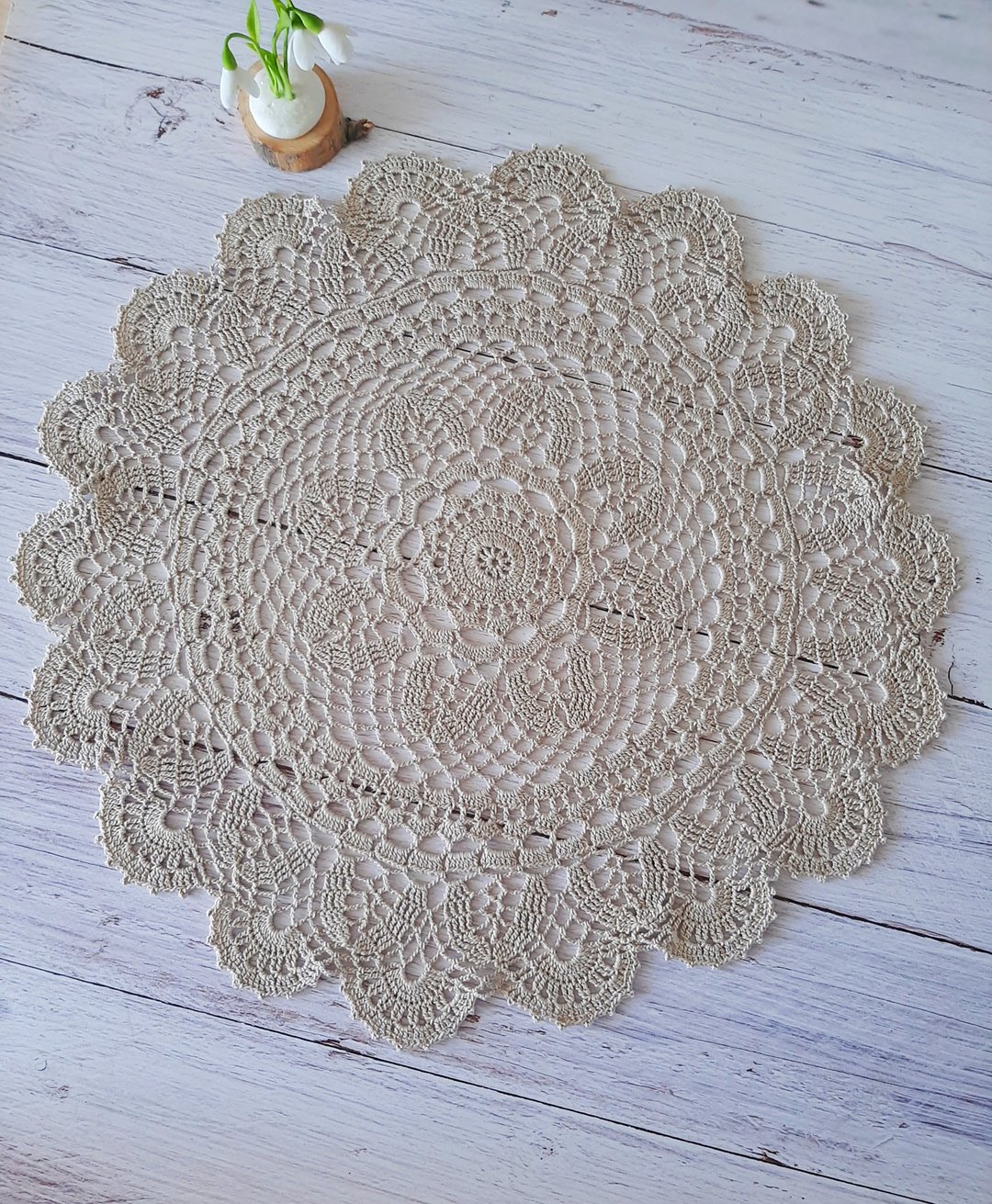 Handmade doily eco-friendly home décor Lace table centerpiece doily - 其他 - 棉 卡其色