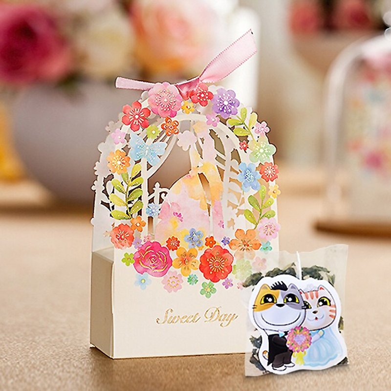 深情献吻 婚礼小物・猫痴茶定制化手工婚礼茶包礼盒 猫咪造型创意茶包 (50份起订 ) - 茶 - 新鲜食材 白色