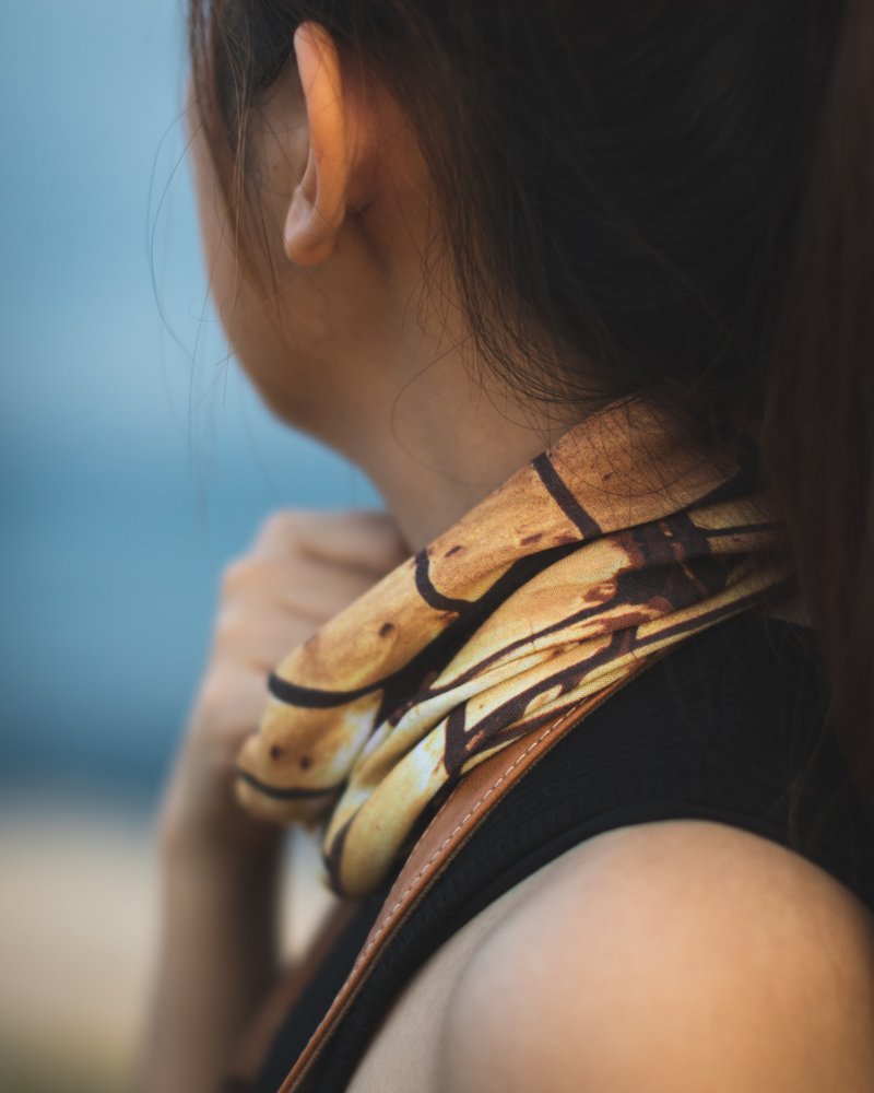 看见 齐柏林基金会 魔术头巾 | 高雄茄萣鱼塭夕照 亲肤 机能 户外 - 发饰 - 丝．绢 咖啡色