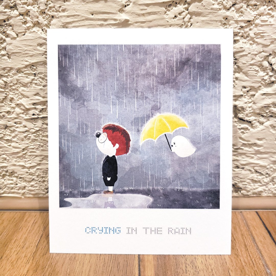 明信片 |  CRYING IN THE RAIN - 卡片/明信片 - 纸 黑色
