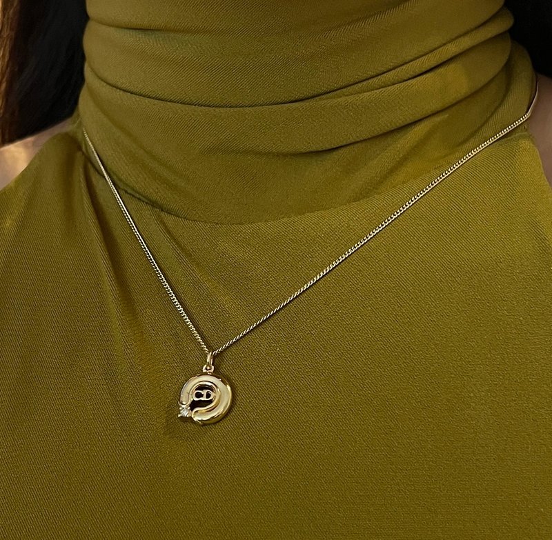 Dior CD镀金简约圆形水钻颈链项链 日本中古Vintage 情人节礼物 - 项链 - 其他金属 金色