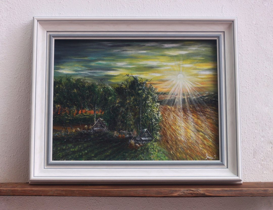 【归宿】风景油画原作 | 日落归途原野风光 | 玄关客厅挂画 - 海报/装饰画/版画 - 棉 