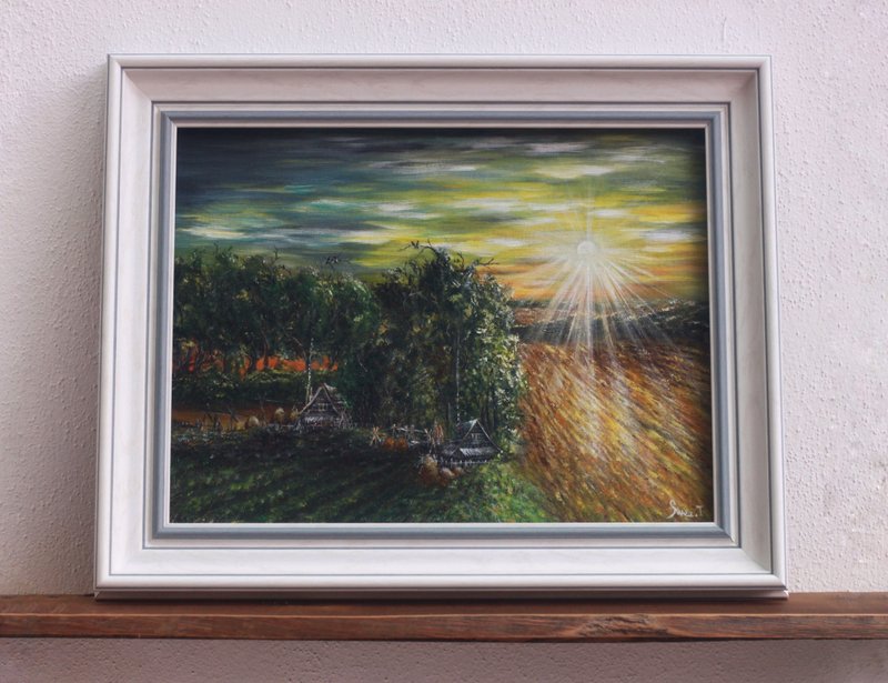 【归宿】风景油画原作 | 日落归途原野风光 | 玄关客厅挂画 - 海报/装饰画/版画 - 棉．麻 