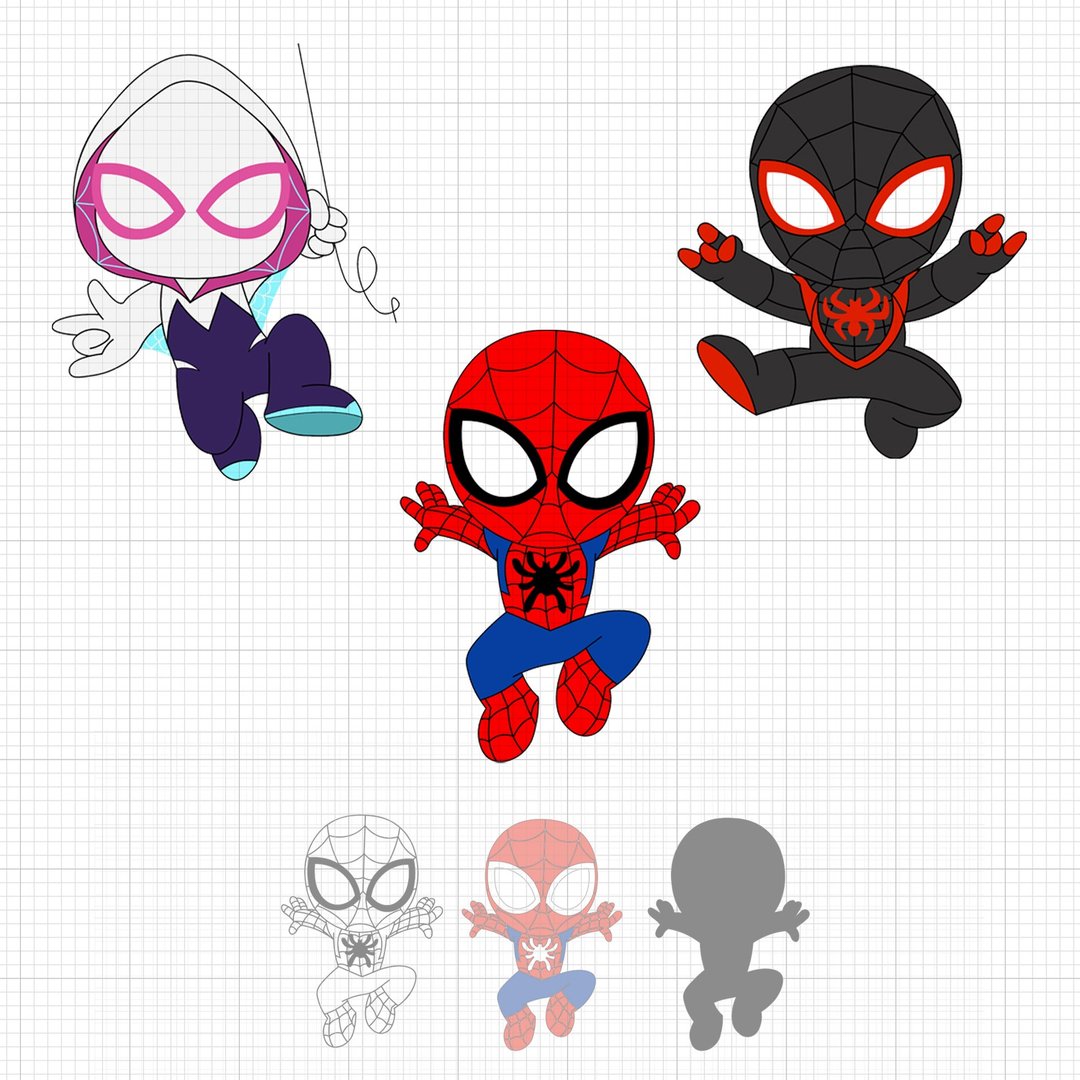 Svg cut file, Ghost Spider svg, Baby Spiderman svg, Spider-Man Miles Morales Svg - 电子手绘真人画像/绘画/插画 - 其他材质 