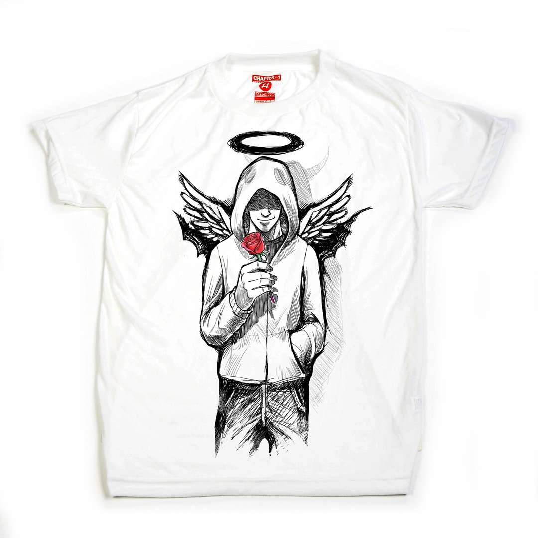 Rose Angel unisex men woman cotton mix Chapter One T-shirt - 男装上衣/T 恤 - 棉．麻 白色
